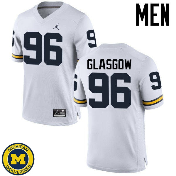 Men Michigan Wolverines #96 Ryan Glasgow White University Football Jersey